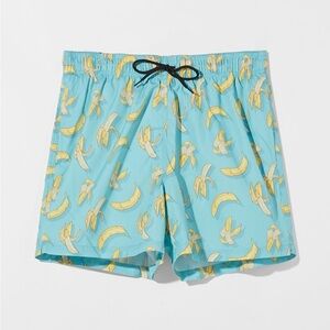 🌹NWOT. Bershka Men Blue/Yellow Banana Print Board Shorts/Swimming Shorts. …